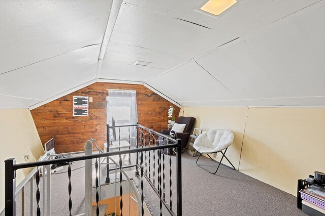224 N St Unit 101-102, Saco, ME 04072 - additional living space with wooden walls, vaulted ceiling, and carpet floors