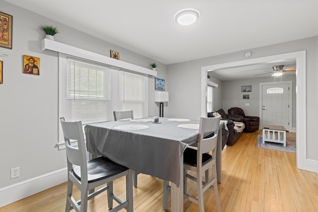 224 N St Unit 101-102, Saco, ME 04072 - dining room featuring healthy amount of natural light, light wood-style flooring, a ceiling fan, and baseboards