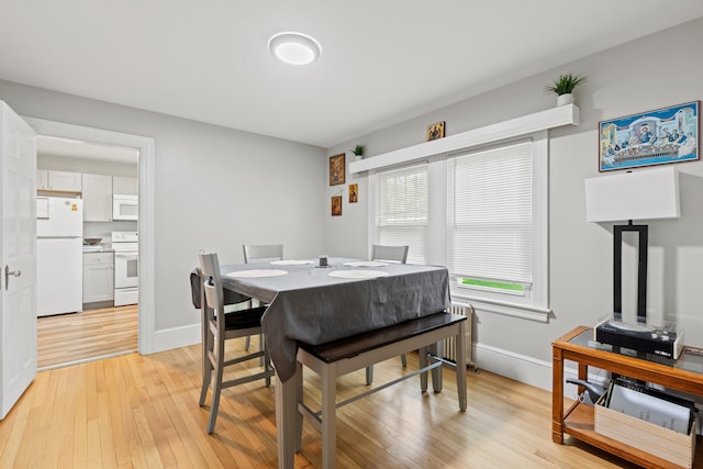 224 N St Unit 101-102, Saco, ME 04072 - dining space with radiator, light wood-type flooring, and baseboards