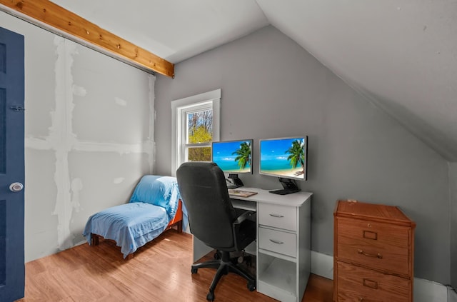 43 Whales Back Rd, Sullivan, ME 04664 - home office with lofted ceiling and light wood finished floors