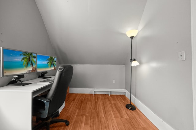 43 Whales Back Rd, Sullivan, ME 04664 - office space featuring light wood-type flooring, vaulted ceiling, and baseboards