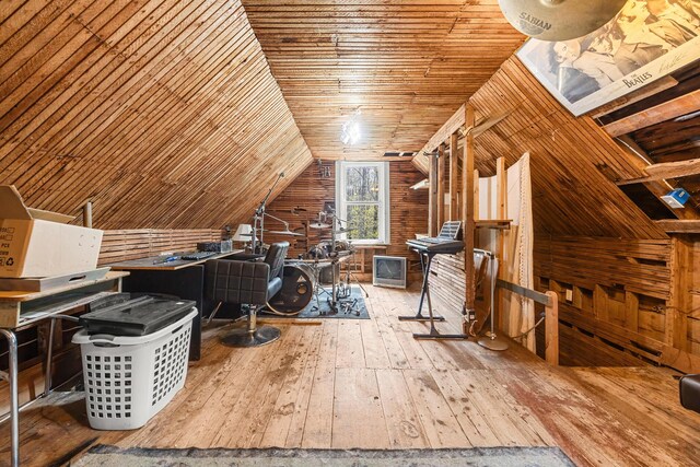 43 Whales Back Rd, Sullivan, ME 04664 - bonus room featuring wood-type flooring, wood walls, lofted ceiling, and wood ceiling