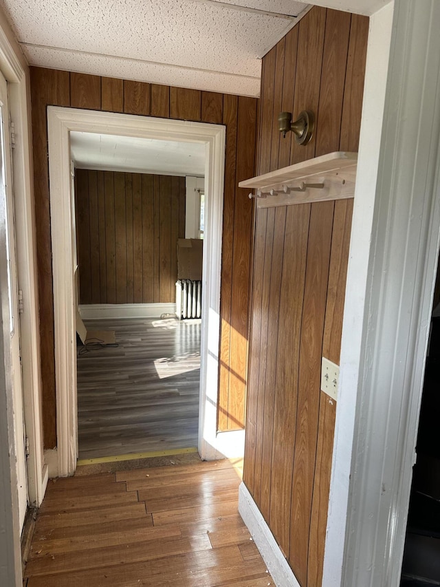 163 Court St, Bangor, ME 04401 - hallway with wood finished floors and wood walls