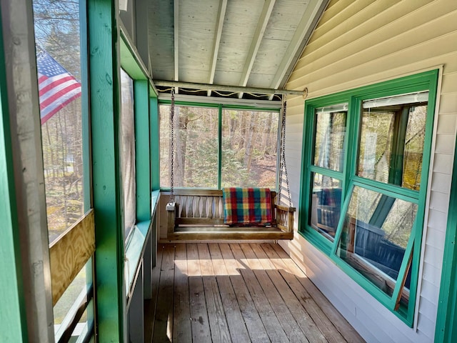 15 Wilson Pond Rd (Hedgehog), Unit Hedgehog Greenville, ME 04441 - unfurnished sunroom featuring lofted ceiling