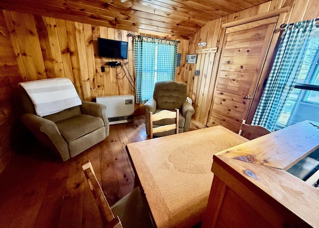 15 Wilson Pond Rd (Hedgehog), Unit Hedgehog Greenville, ME 04441 - bedroom with wood-type flooring, wooden walls, wooden ceiling, and lofted ceiling