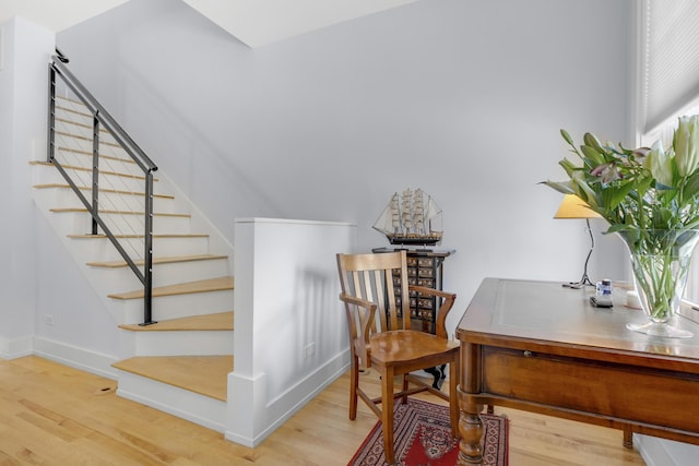 48 Federal St Unit B, Portland, ME 04101 - staircase with wood finished floors and baseboards