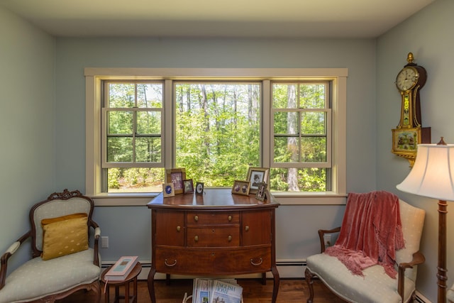 337 Washington St, Camden, ME 04843 - sitting room featuring wood finished floors and baseboard heating