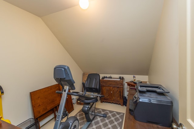 337 Washington St, Camden, ME 04843 - exercise area featuring lofted ceiling