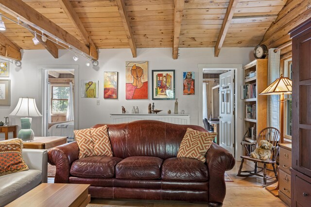 17 Spruce Meadow Ln, Jefferson, ME 04348 - living area with light wood-type flooring and wooden ceiling