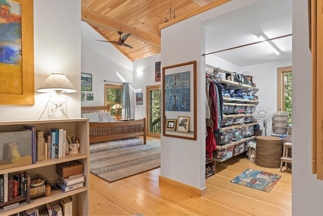 17 Spruce Meadow Ln, Jefferson, ME 04348 - hall with wood finished floors and wooden ceiling
