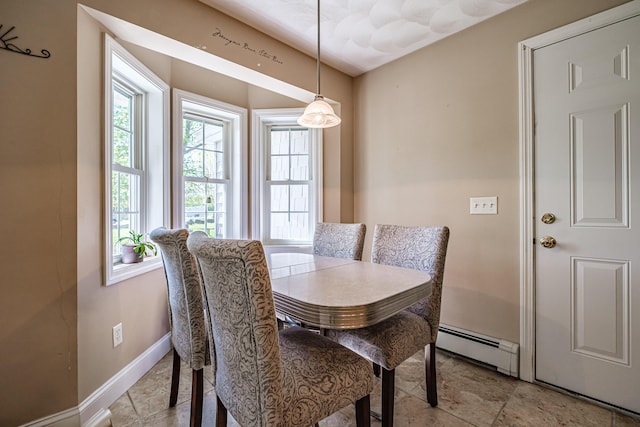 175 Lake House Rd, Naples, ME 04055 - dining room featuring a baseboard radiator, healthy amount of natural light, and baseboards