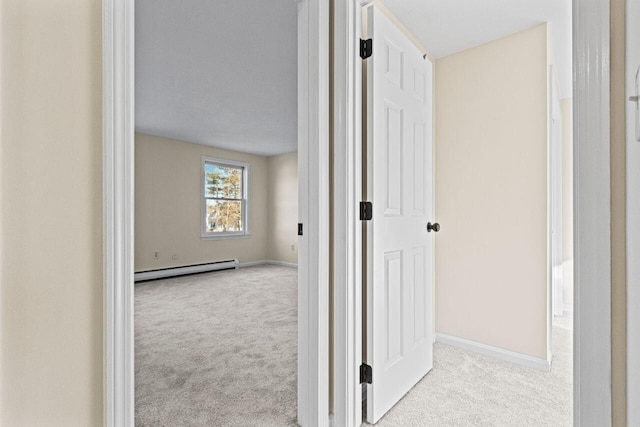 162 Beach St Unit 4, Saco, ME 04072 - hall with carpet floors, a baseboard radiator, and baseboards