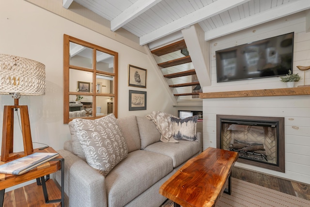 13 Ledge Rd Unit 3, Ogunquit, ME 03907 - living area featuring hardwood / wood-style flooring and a glass covered fireplace