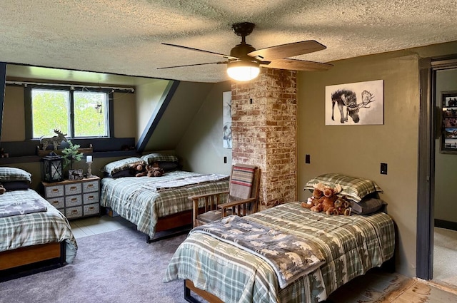 2103 US Highway 1, Sullivan, ME 04664 - carpeted bedroom featuring a textured ceiling and a ceiling fan