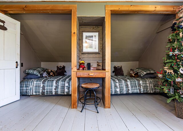 2103 US Highway 1, Sullivan, ME 04664 - bedroom with vaulted ceiling and hardwood / wood-style flooring