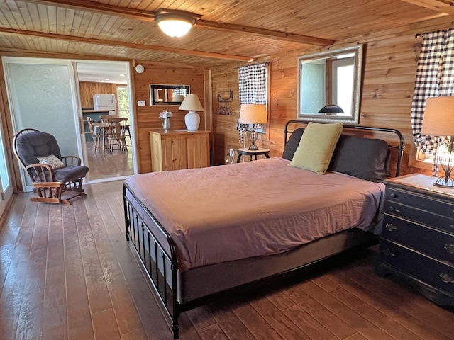 861 W Shore Rd, Otis, ME 04605 - bedroom with wood ceiling, hardwood / wood-style flooring, and wood walls