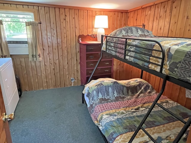 861 W Shore Rd, Otis, ME 04605 - carpeted bedroom featuring wood walls
