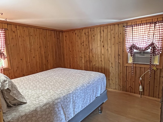 861 W Shore Rd, Otis, ME 04605 - bedroom with cooling unit and wooden walls