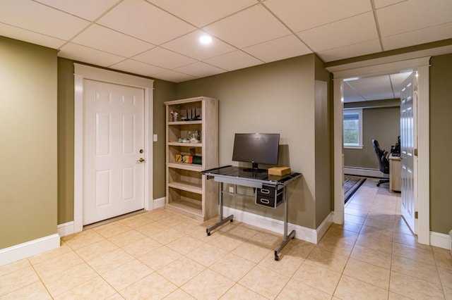 231 Parkway S, Brewer, ME 04412 - entrance foyer with a baseboard heating unit, light tile patterned floors, baseboards, and a paneled ceiling