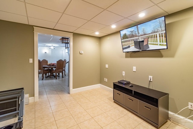 231 Parkway S, Brewer, ME 04412 - empty room with baseboards, a drop ceiling, light tile patterned floors, and heating unit
