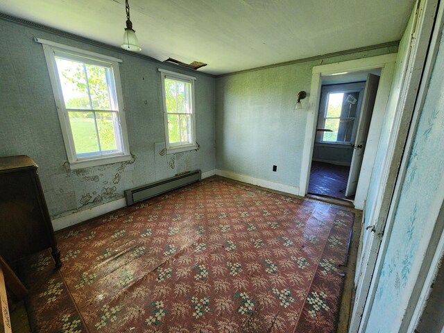 1542 Moosehead Trail Highway, Plymouth, ME 04969 - carpeted spare room with baseboard heating, healthy amount of natural light, and baseboards