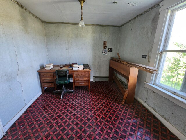 1542 Moosehead Trail Highway, Plymouth, ME 04969 - office with baseboard heating and tile patterned floors