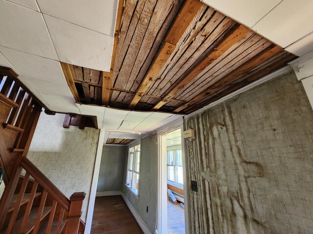 1542 Moosehead Trail Highway, Plymouth, ME 04969 - corridor with wood finished floors and a baseboard radiator