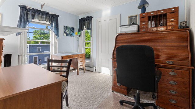 151 Birch St Unit A, B, Bangor, ME 04401 - office area with carpet flooring and a baseboard heating unit
