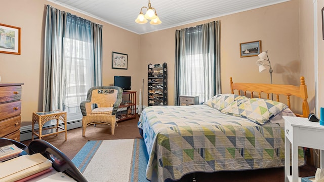 151 Birch St Unit A, B, Bangor, ME 04401 - bedroom with carpet flooring, crown molding, and a baseboard heating unit