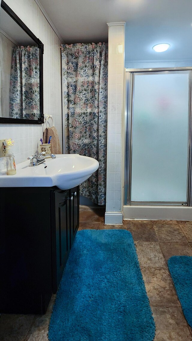 151 Birch St Unit A, B, Bangor, ME 04401 - full bath featuring a shower stall, vanity, and ornamental molding
