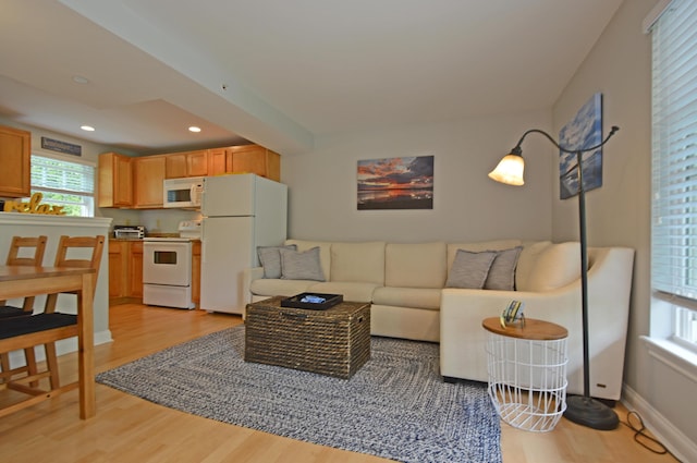 272 Mills Rd Unit 7C, Kennebunkport, ME 04046 - living room featuring light wood-style floors, recessed lighting, and baseboards