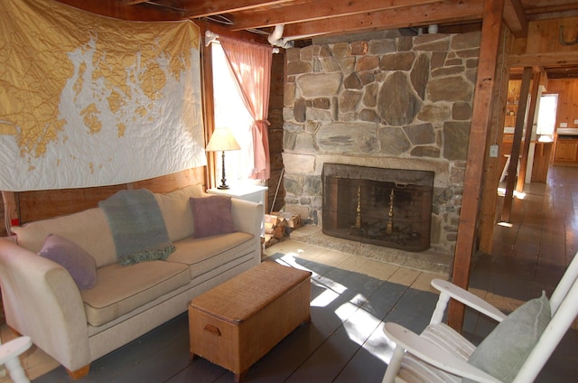 14 Auditorium Park, Northport, ME 04849 - living area with a fireplace