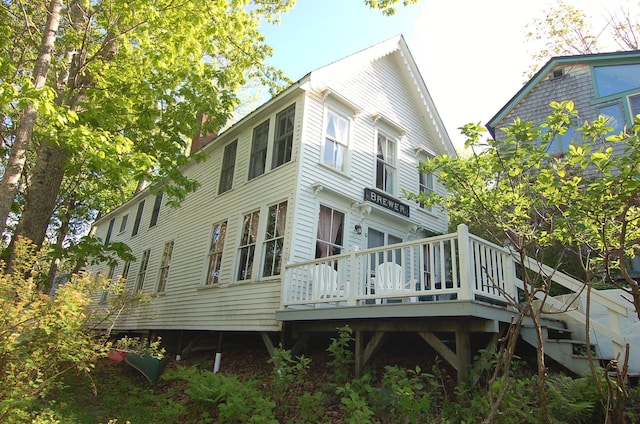 14 Auditorium Park, Northport, ME 04849 - rear view of house featuring a wooden deck