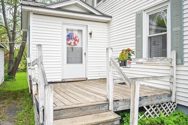 383 Main St, Pittsfield, ME 04967 - doorway to property with a wooden deck