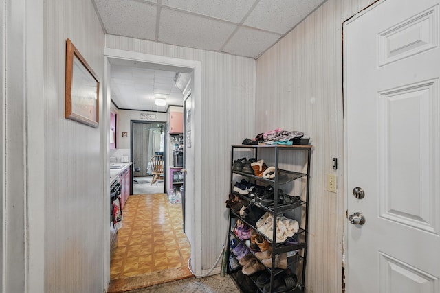 383 Main St, Pittsfield, ME 04967 - hall featuring a drop ceiling and wallpapered walls