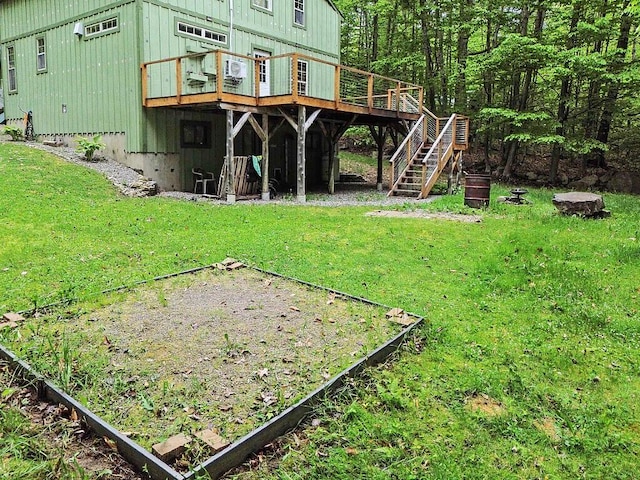 16 Trillium Ests, Rome, ME 04963 - view of green lawn featuring stairway and a deck