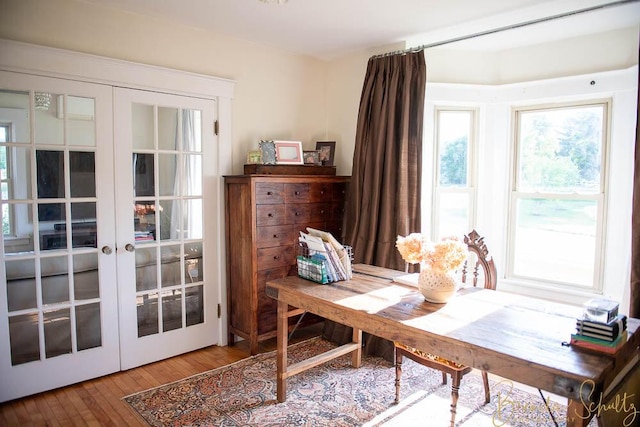 1 Forest St, Dover-Foxcroft, ME 04426 - home office with french doors and hardwood / wood-style floors
