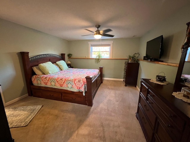 186 Clark Rd, Albion, ME 04910 - bedroom with a ceiling fan, baseboards, and light colored carpet