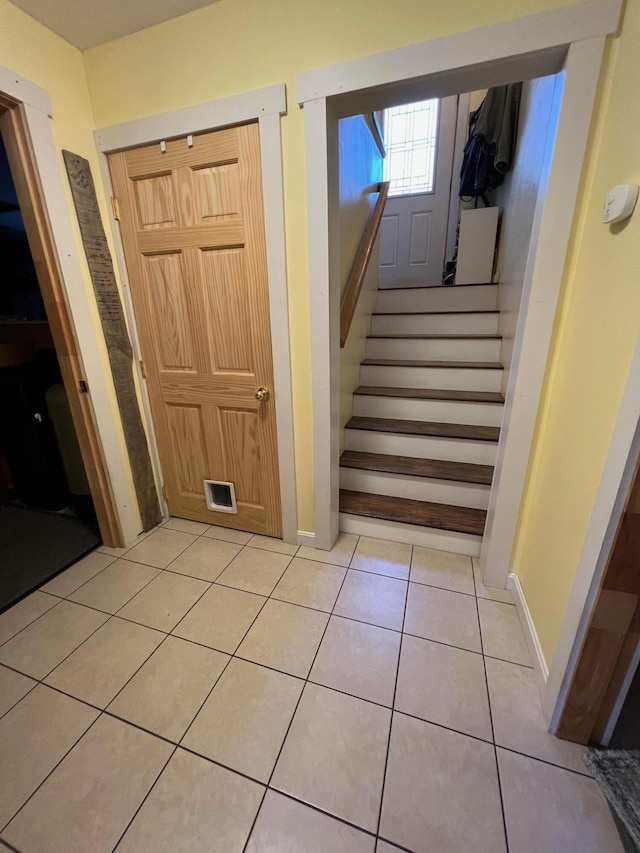 186 Clark Rd, Albion, ME 04910 - staircase featuring tile patterned flooring