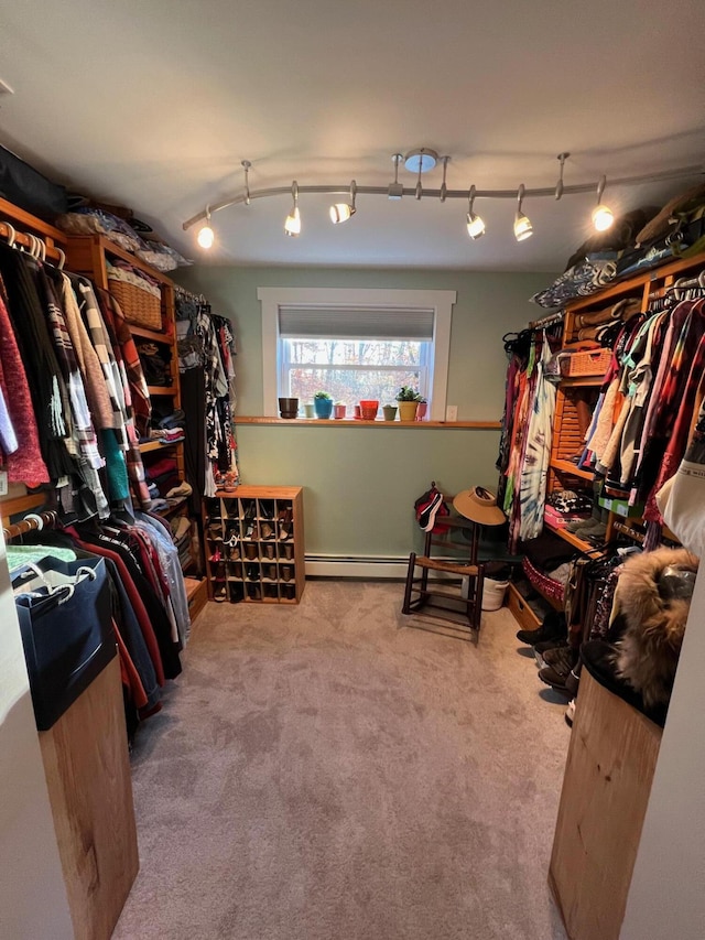 186 Clark Rd, Albion, ME 04910 - walk in closet with baseboard heating and carpet flooring