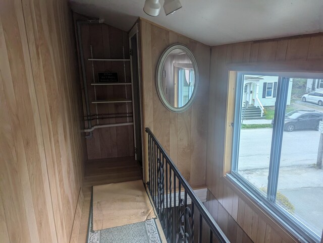 35 Brimmer St, Brewer, ME 04412 - corridor with wood walls and healthy amount of natural light