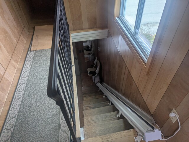 35 Brimmer St, Brewer, ME 04412 - staircase featuring wooden walls