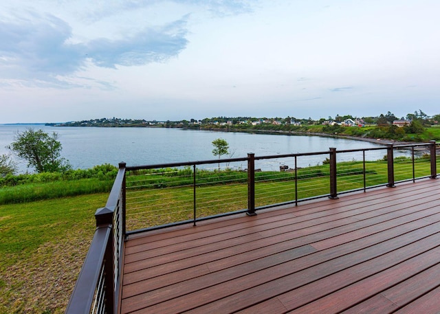 55 Diamond Point Rd, Lubec, ME 04652 - deck with a water view and a lawn