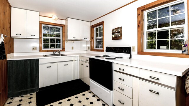 369 Narrow Gauge Trl, Hiram, ME 04041 - kitchen with range with electric stovetop, light flooring, light countertops, and healthy amount of natural light