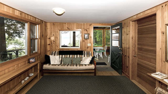 369 Narrow Gauge Trl, Hiram, ME 04041 - foyer entrance featuring wooden walls