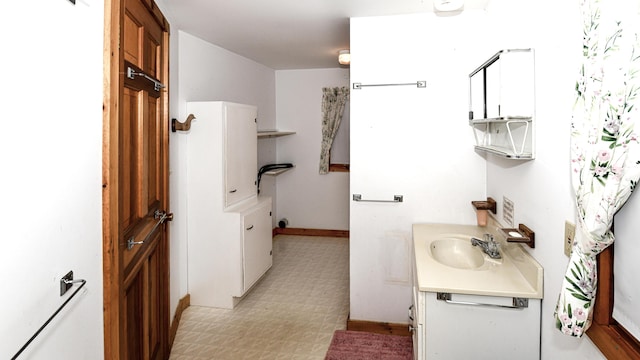 369 Narrow Gauge Trl, Hiram, ME 04041 - bathroom with tile patterned floors and vanity