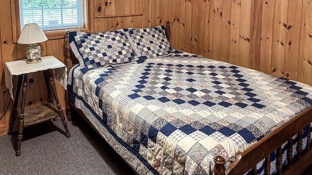 369 Narrow Gauge Trl, Hiram, ME 04041 - bedroom with wood walls