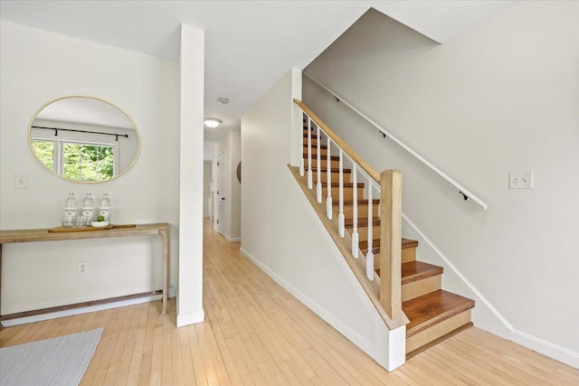 14 Woodside Dr Unit 3, Gorham, ME 04038 - stairs with hardwood / wood-style floors and baseboards