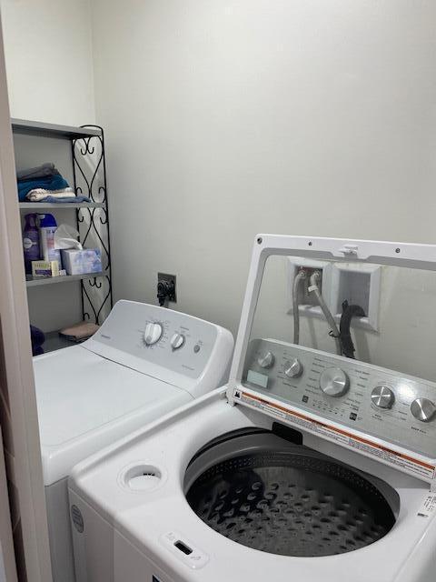 58 Main St, Sangerville, ME 04479 - laundry area featuring separate washer and dryer