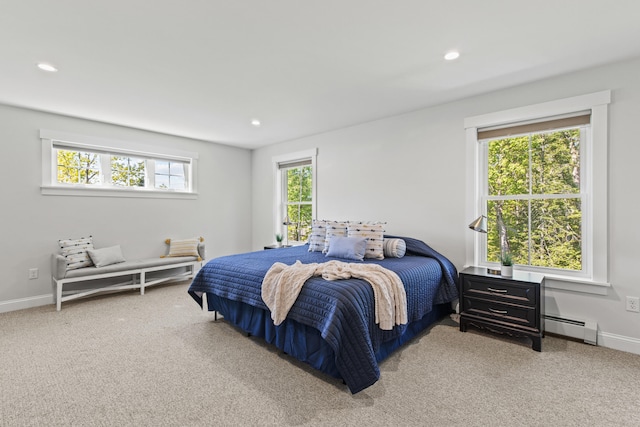 66 Old Dynamite Way, Gorham, ME 04038 - carpeted bedroom with a baseboard heating unit, recessed lighting, and baseboards